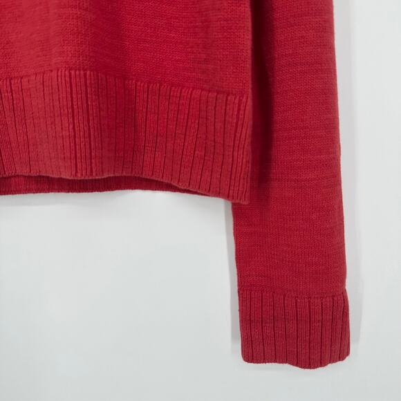 REFORMATION Anna Cotton Crewneck Sweater Relaxed Chunky Knit Pullover Red - Picture 7 of 11